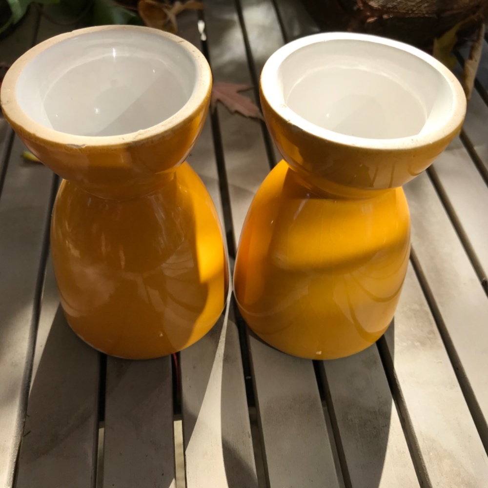 Vintage - Yellow ceramic « wine » glasses - Picture 5 of 7